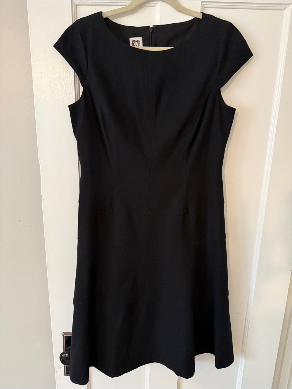 Anne Klein Black Cap-Sleeve Midi Dress